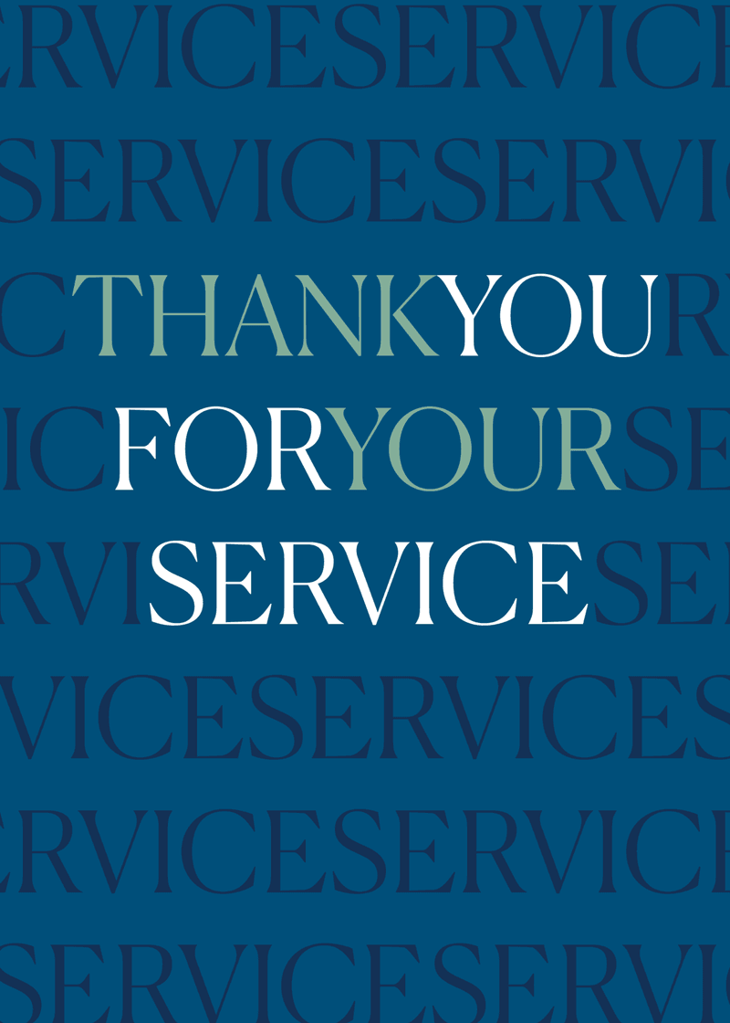 Thank You For Your Service Greeting Card J7